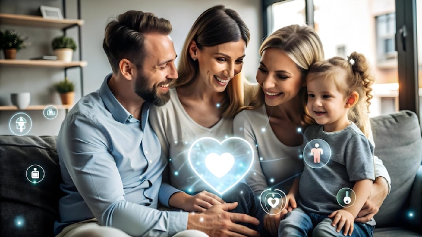 3d-glowing-abstract-family-heart-with-care-simbolos-concepto-como-vitrina-banner-